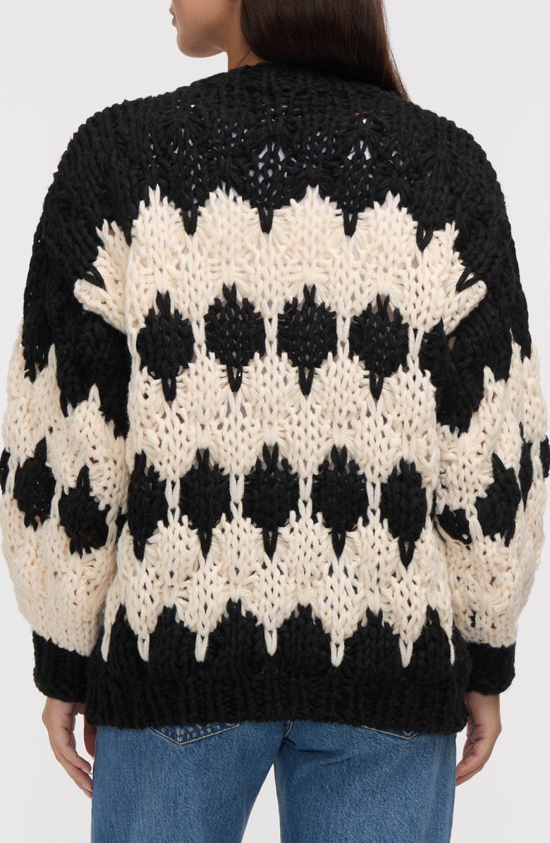 NVLT Chunky Stitch Cardigan, Alternate, color, Black/ Marshmallow