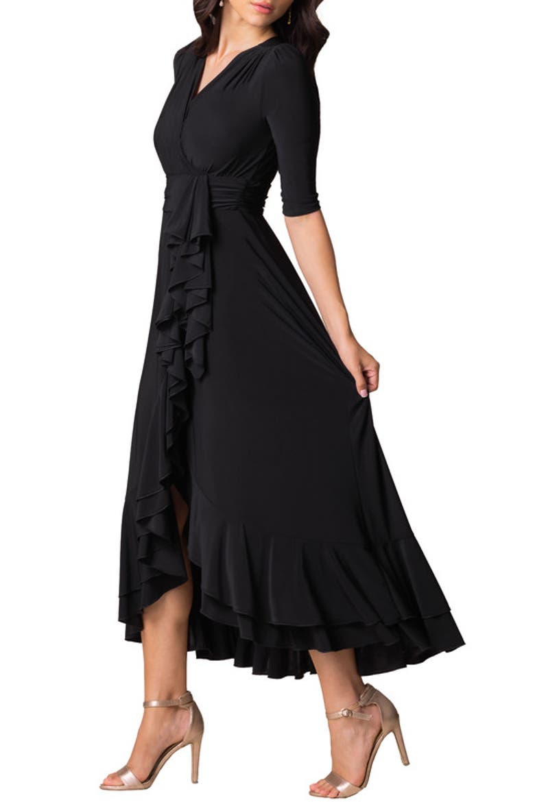 Veronica Ruffle Evening Gown, Alternate, color, Onyx
