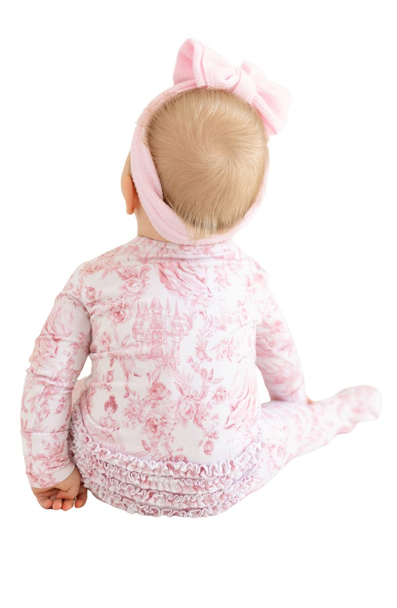 Posh Peanut Fitted Zip Footie, Alternate, color, White/ Pink