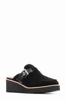 Elvesa Leather Platform Wedge Mule