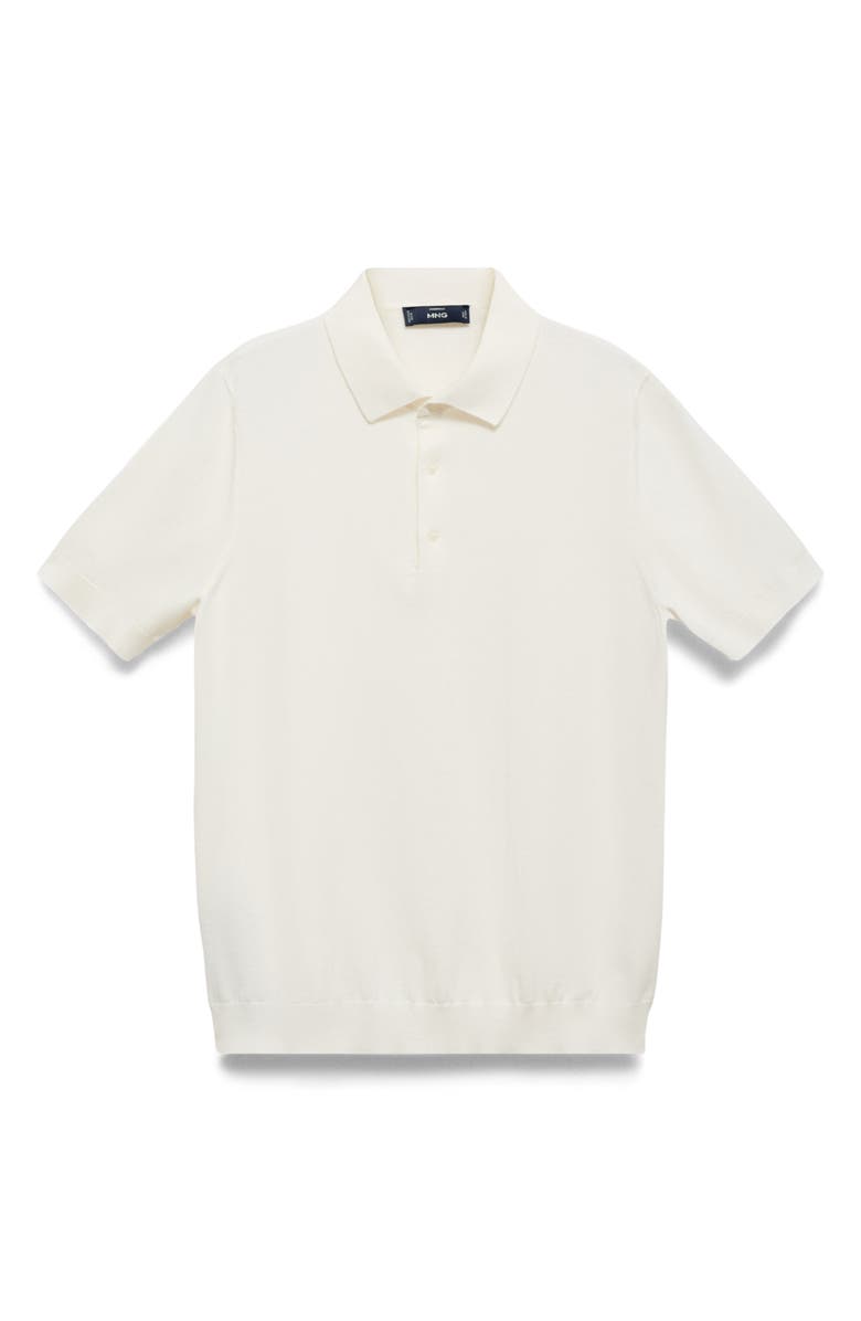 MANGO Solid Cotton Polo Sweater, Alternate, color, Off White