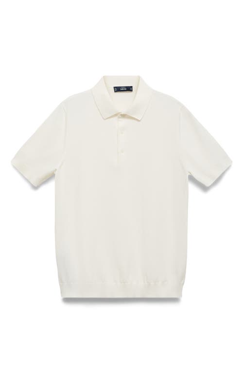 Mango Slim Fit Linen Blend Jersey Polo In White