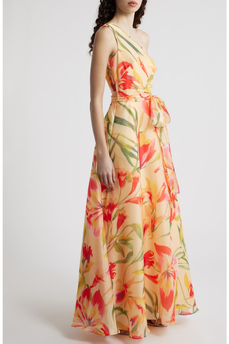 Floral One-Shoulder Gwon, Alternate, color, YELLOW