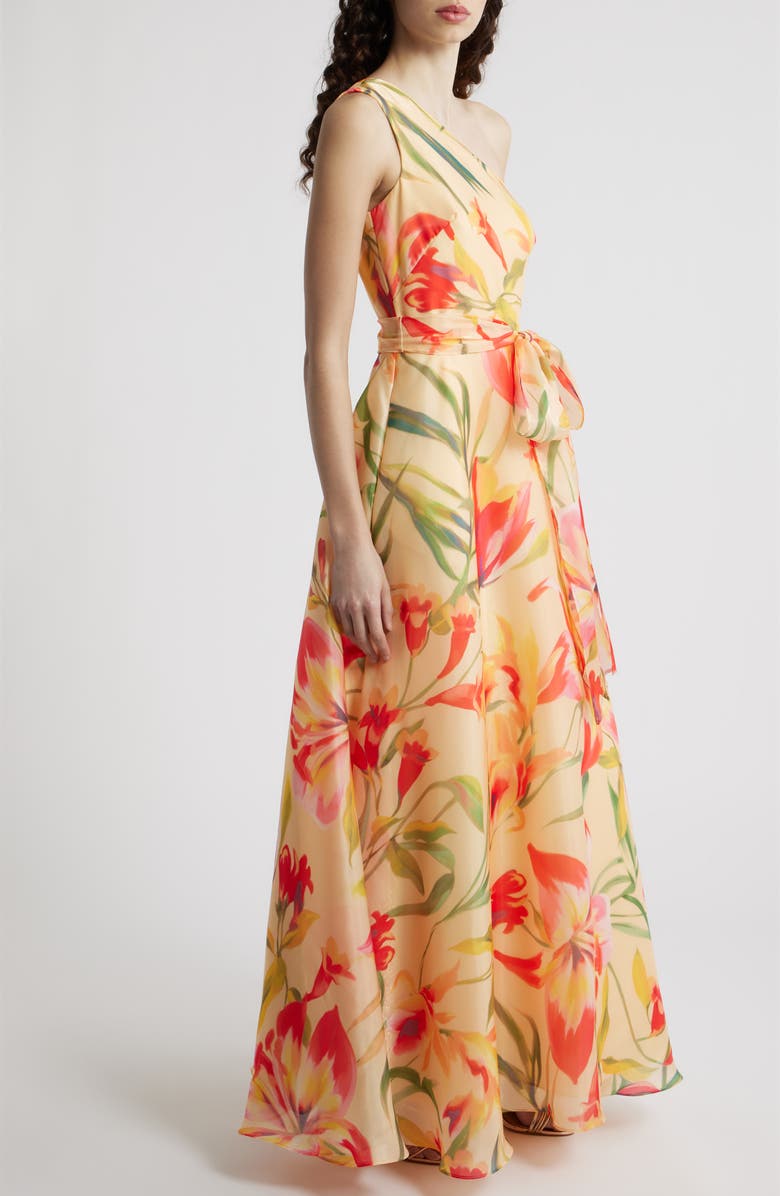 Eliza J Floral One-Shoulder Gwon, Alternate, color, Yellow