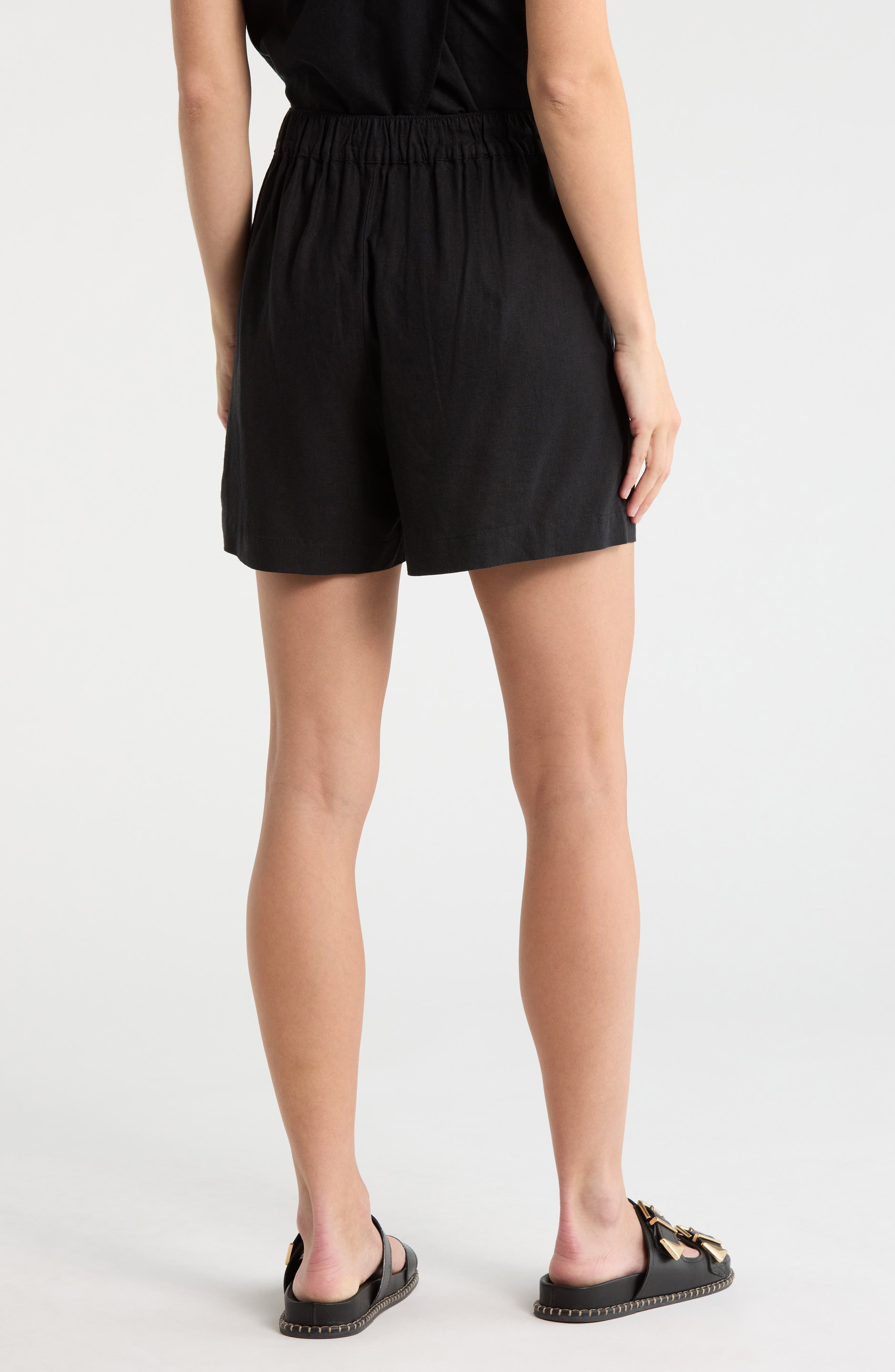 Solid Linen Blend Shorts - image 2