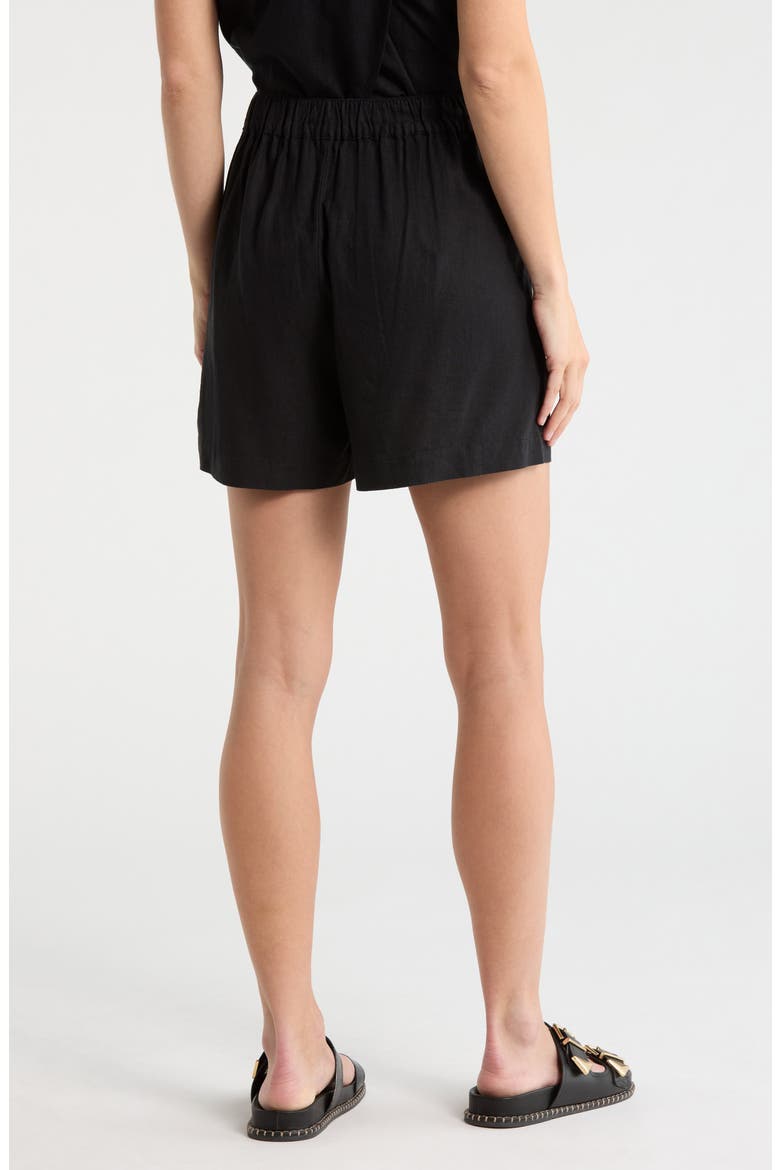 Solid Linen Blend Shorts, Alternate, color, TRUE BLACK