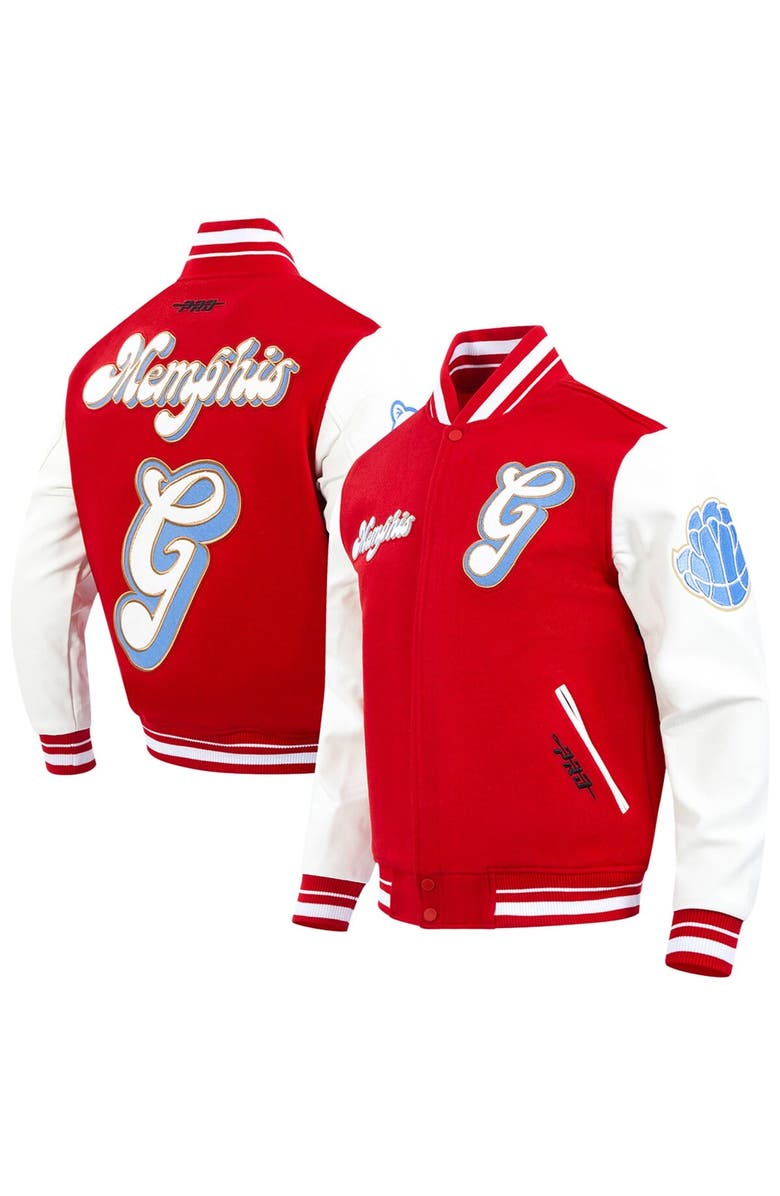 PRO STANDARD Men's Pro Standard  Red/White Memphis Grizzlies 2024/25 City Edition Wool Varsity Full-Zip Jacket, Alternate, color, 