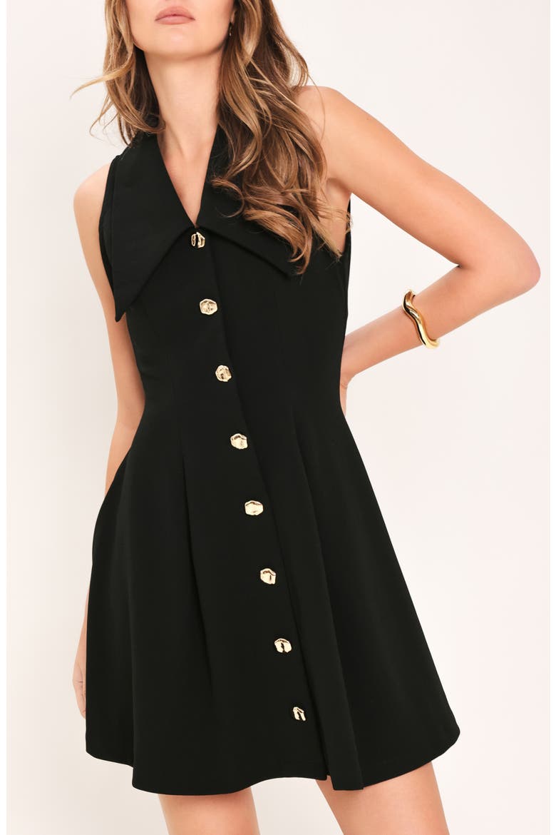 Sleeveless Button Front Minidress, Alternate, color, BLACK