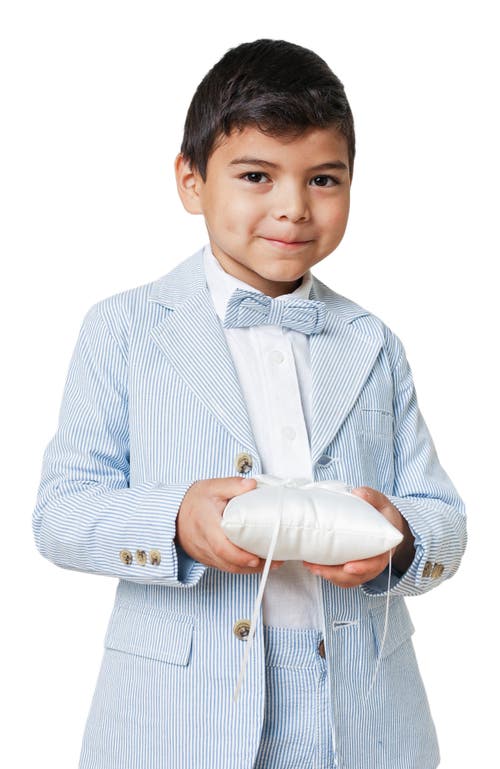 Hope & Henry Boys' Organic Seersucker Suit Jacket, Kids In Blue