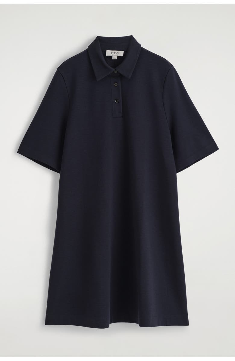 COS Jersey Polo Mini Dress, Main, color, Navy