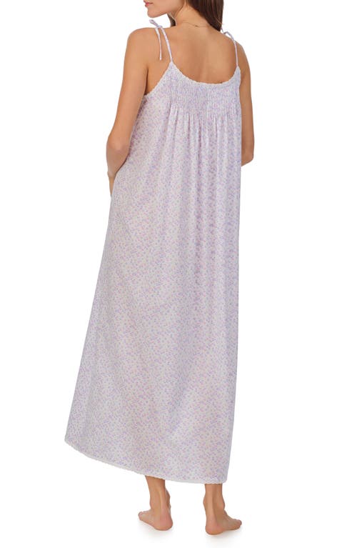 Shop Eileen West Floral Tie Strap Sleeveless Ballet Cotton Lawn Nightgown In Wht Grd Pink/peri Ditsy