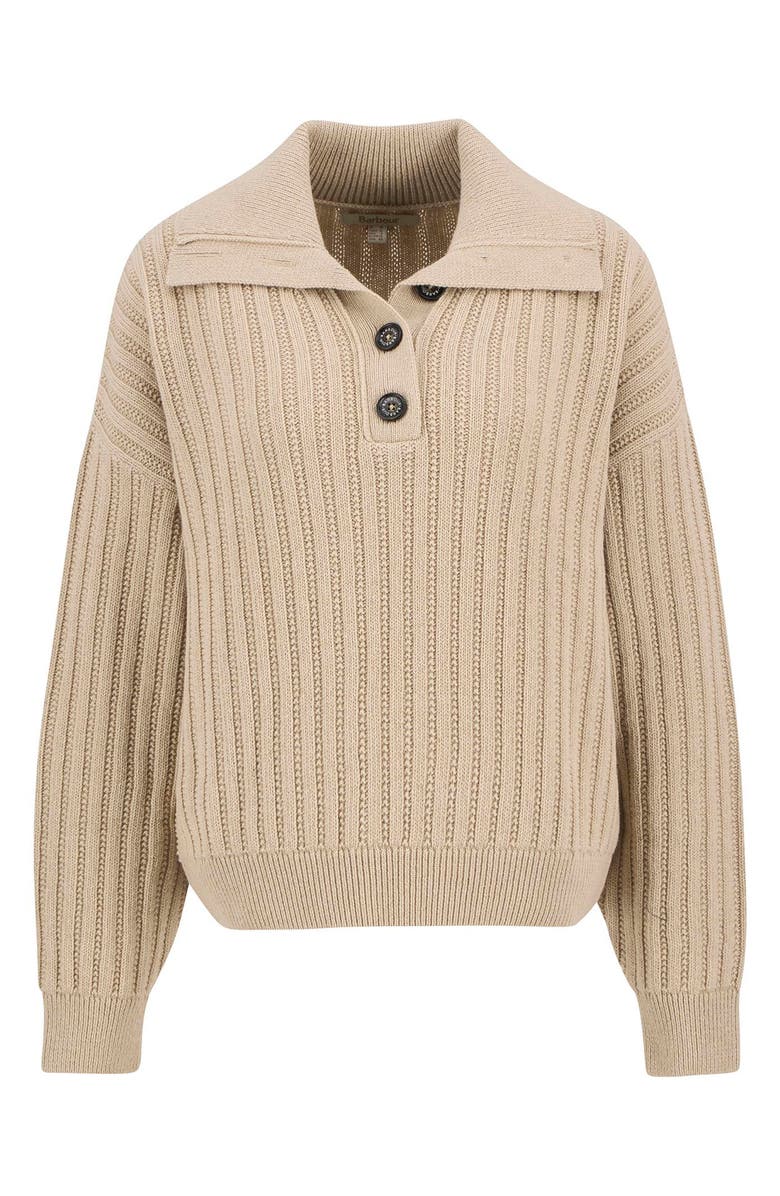 Barbour Norham Cotton & Wool Polo Sweater, Alternate, color, Oatmeal