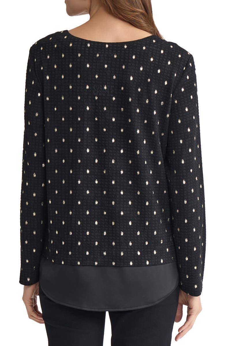 Jones New York Rivet Accent Metallic Top, Alternate, color, Jones Black/ Light Gold