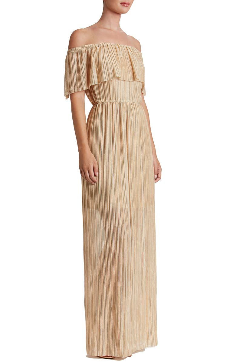 Dress the Population Athena Maxi Dress, Alternate, color, Light Gold