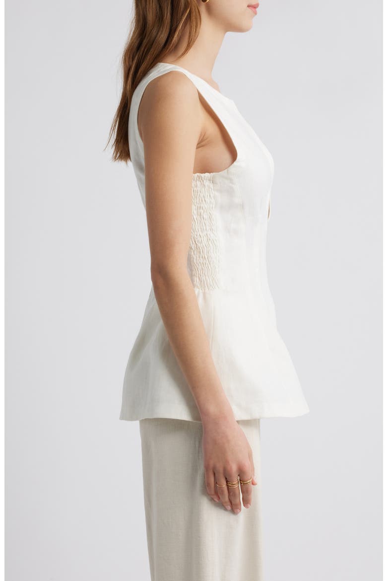 Melia Sleeveless Linen Top, Alternate, color, WHITE