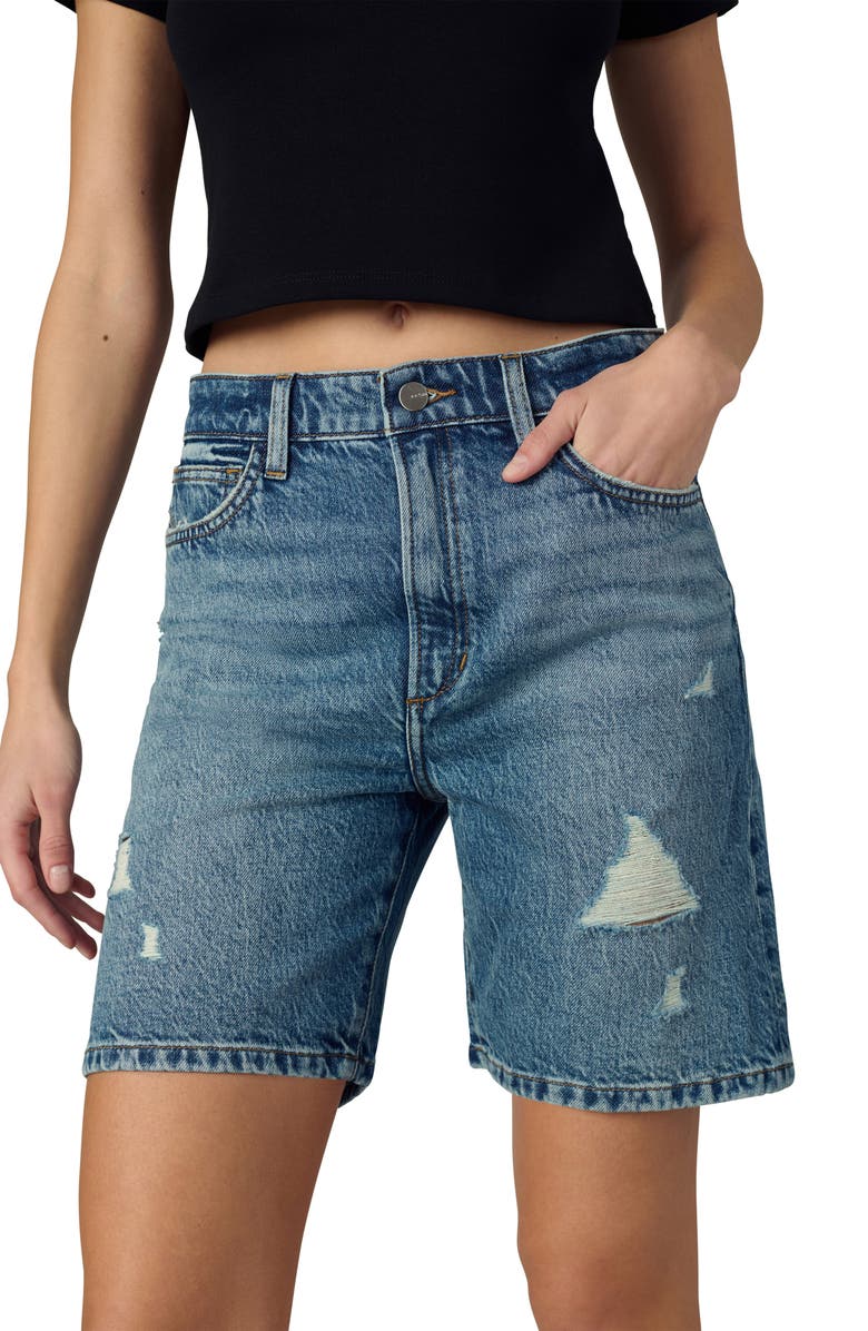 Joe's The Joey Distressed Long Denim Shorts, Alternate, color, Showdown Destruct