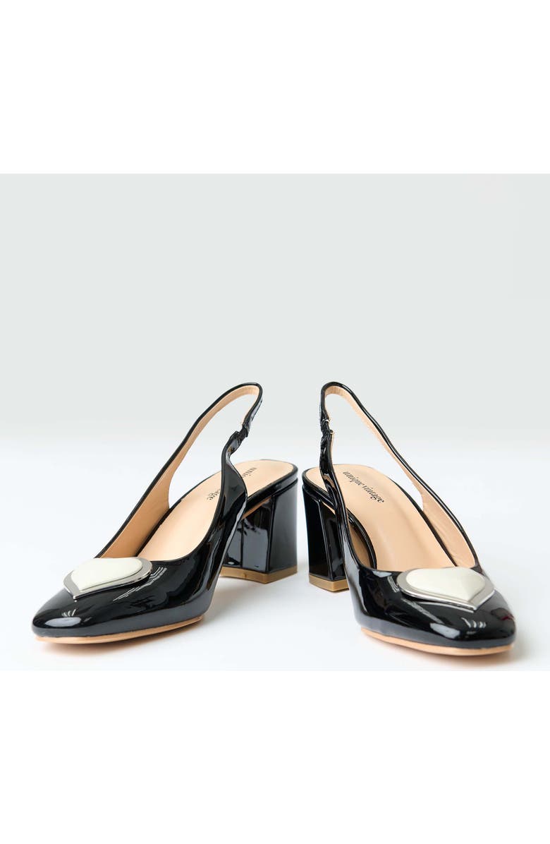Unique Vintage Heart Leatherette Slingback Heels, Alternate, color, Black & White Heart