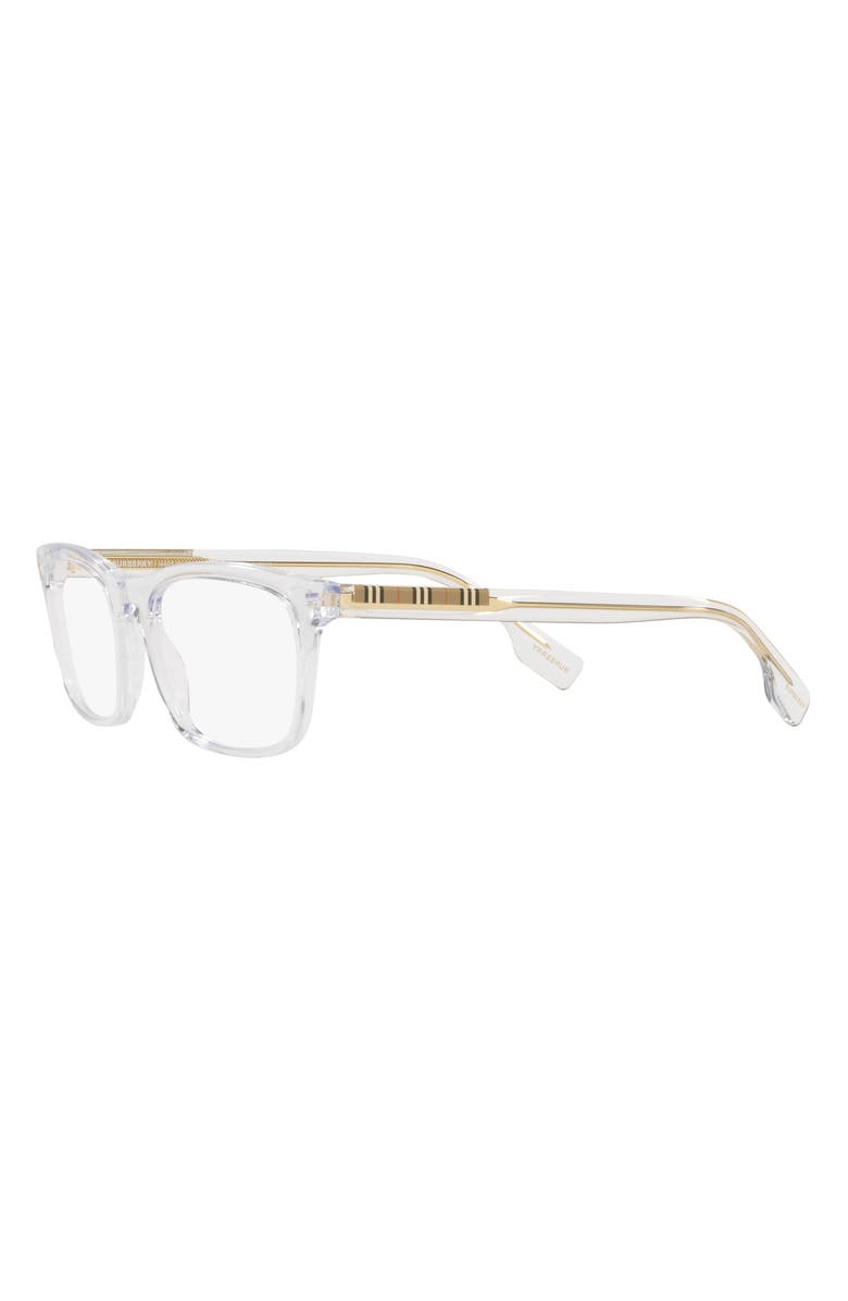 Burberry 55mm Icon Stripe Detail Square Optical Glasses, Alternate, color, Clear Beige