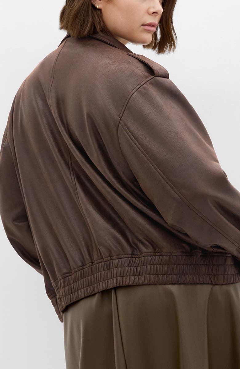 City Chic Jorja Faux Leather Jacket, Alternate, color, Chocolate