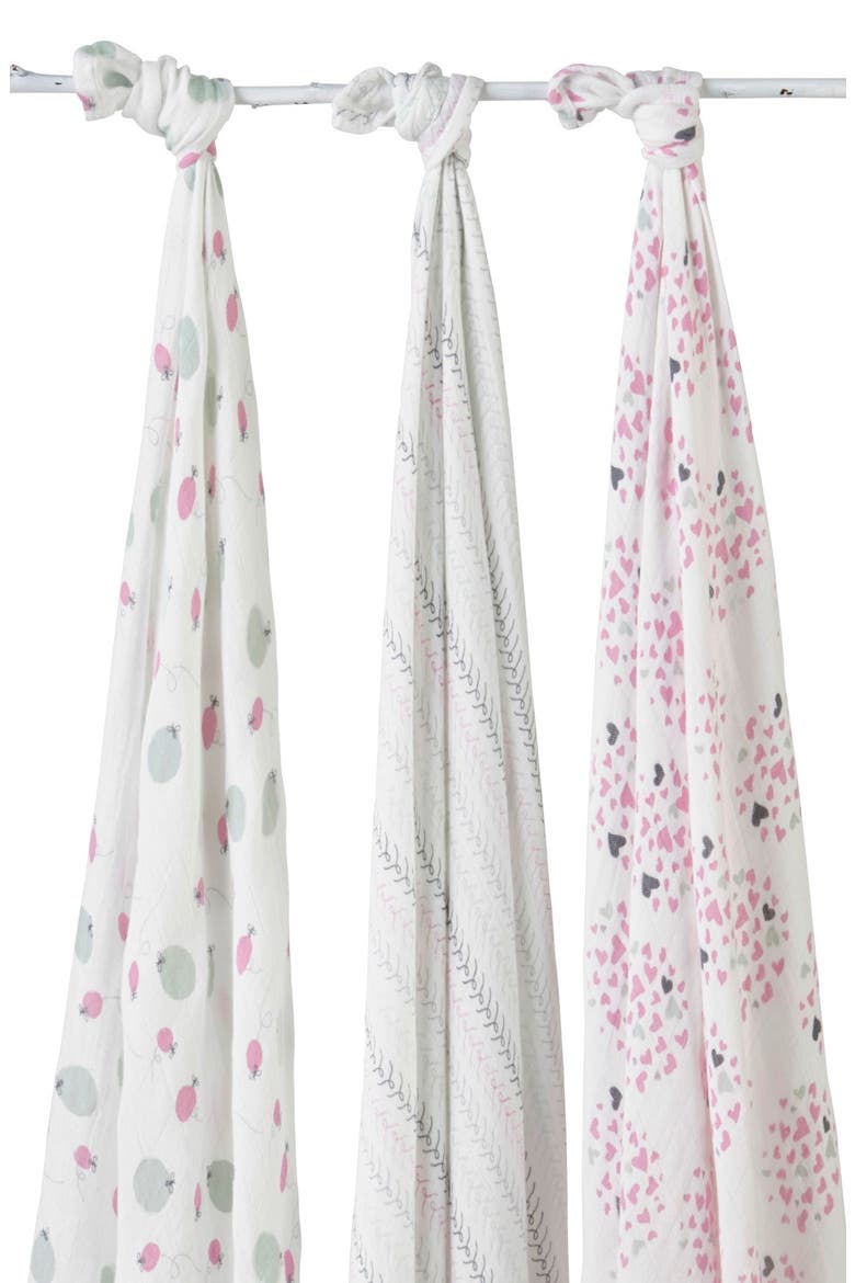 'Hearts & Fireflies' Swaddling Cloths (Nordstrom Exclusive), Main, color, PINK