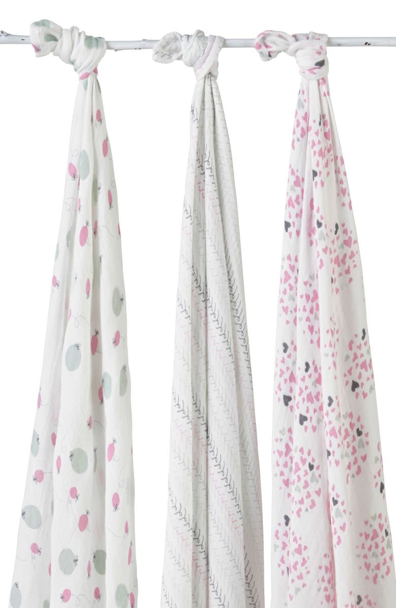 aden + anais 'Hearts & Fireflies' Swaddling Cloths, Main, color, 