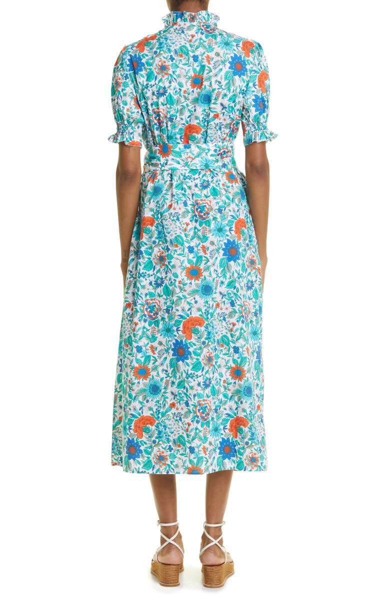 Loretta Caponi Elena Floral Puff Sleeve Smocked Maxi Dress, Alternate, color, 