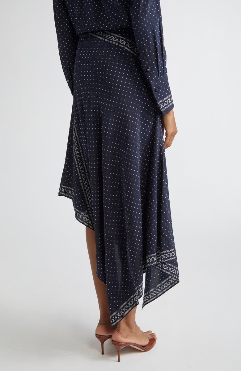 Veronica Beard Hartley Mixed Print Asymmetric Stretch Silk Skirt, Alternate, color, Navy Multi