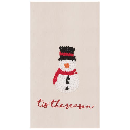 C & F Home C&f Home Tis The Season Snowman French Knot Cotton Embroidered Flour Sack Kitchen Towel In Pink