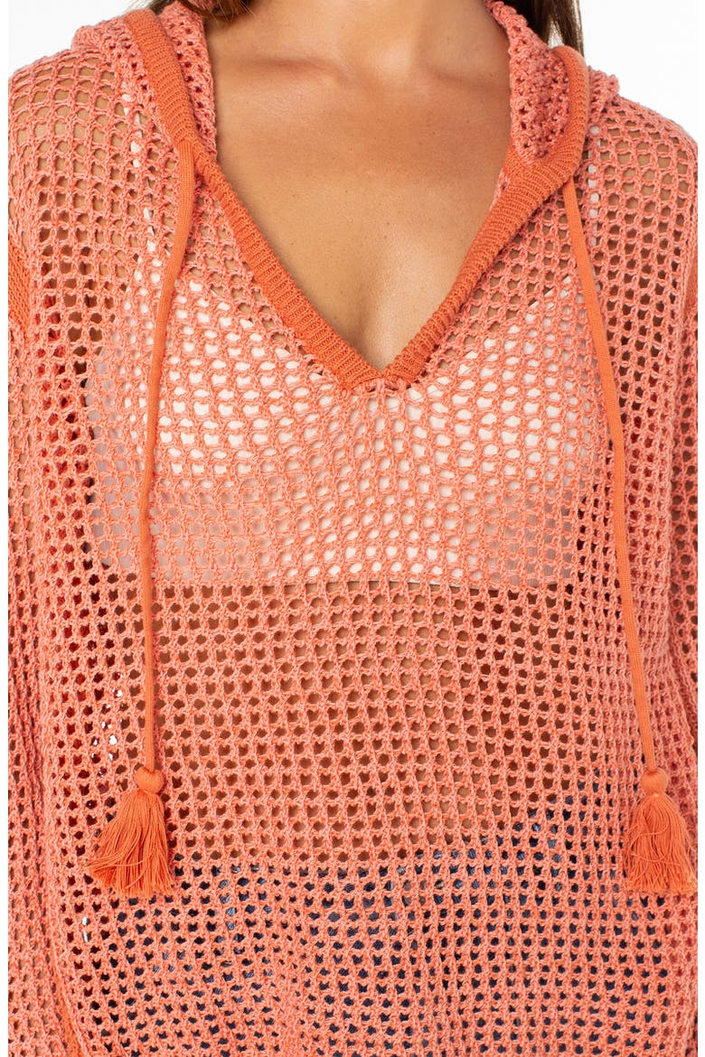 Summer Nights Open Stitch Hooded Tunic, Alternate, color, LANTANA