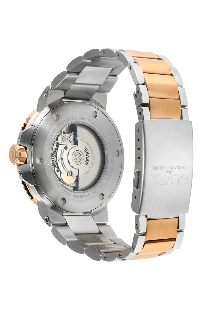 GEVRIL Riverside Swiss Automatic Two-Tone Bracelet Watch, 42mm, Alternate, color, Two Toned Ss Iprg