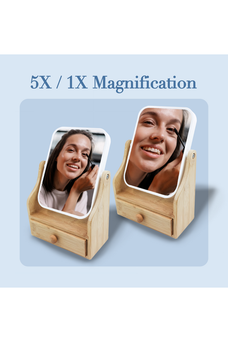 Dual-Sided Vanity Mirror with Drawer Base, Alternate, color, Ivory