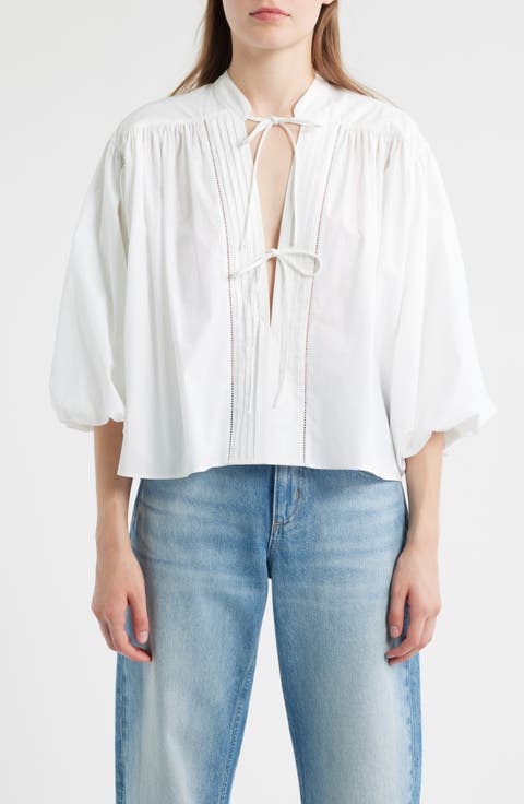 Bales Tie Front Cotton T-Shirt