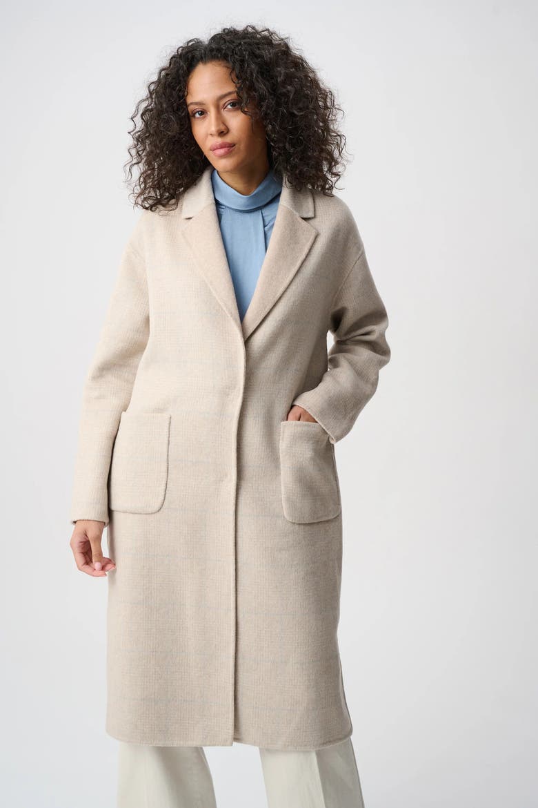 Wool Blend Plaid Reversible Boxy Coat, Main, color, Oatmeal/Multi