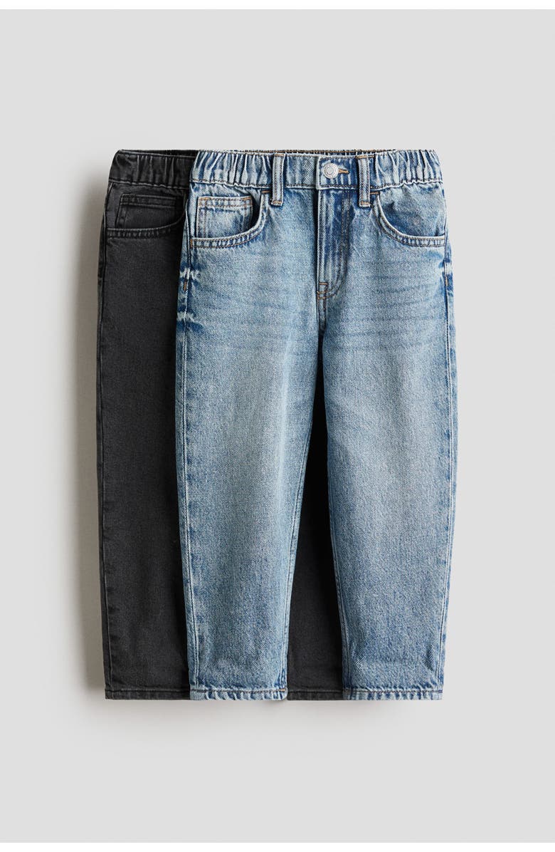 H&M 2-pack Loose Fit Tapered Leg Jeans, Main, color, Denim Blue/Black