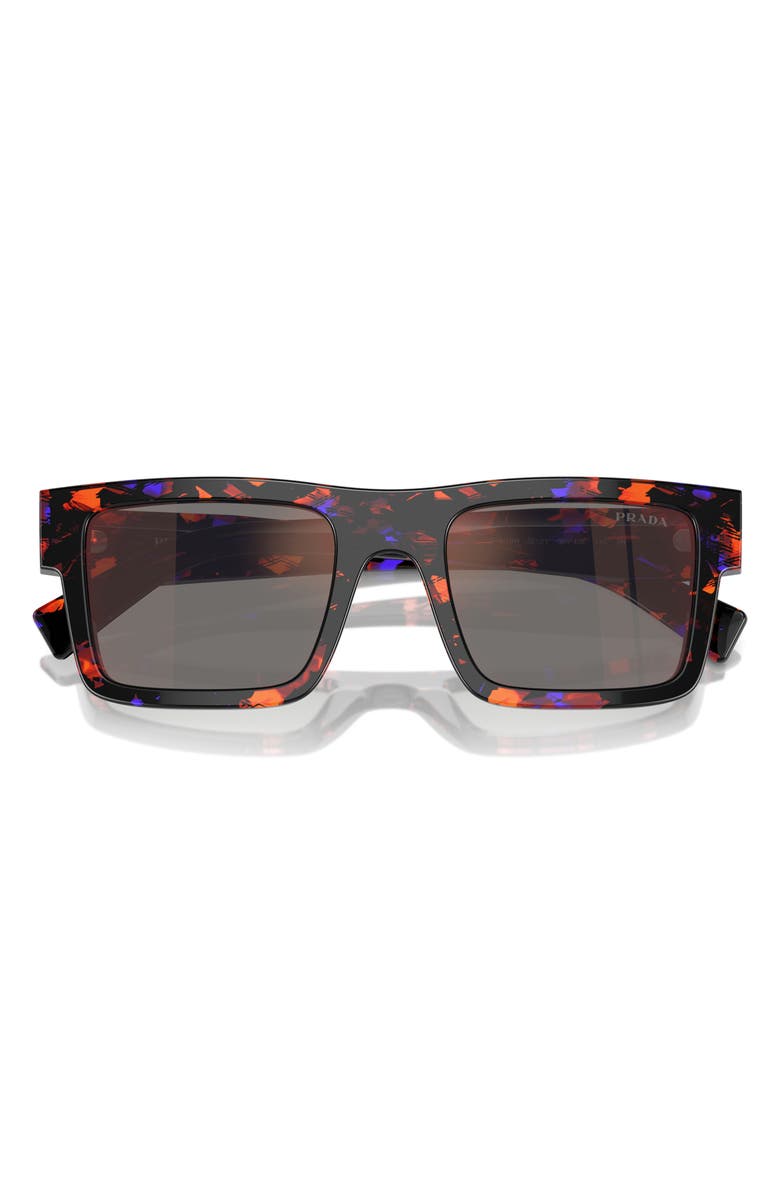 Prada 52mm Rectangular Sunglasses, Alternate, color, Abstract Orange