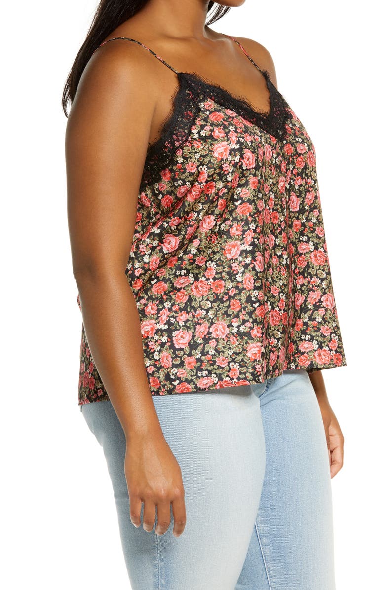 BP. Leopard Print Lace Trim Camisole, Alternate, color,