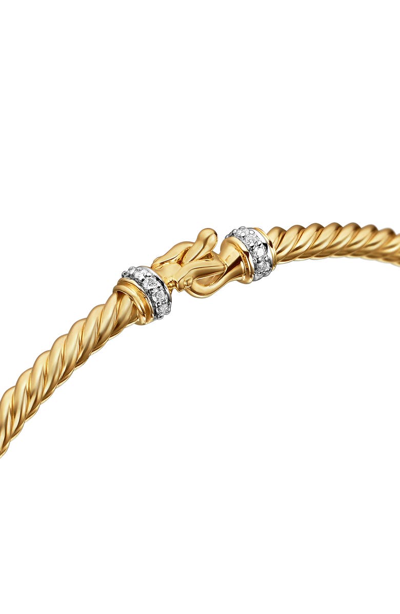 David Yurman Buckle Classic 18K Yellow Gold & Diamond Cable Bracelet, 2.6mm, Alternate, color, Diamond