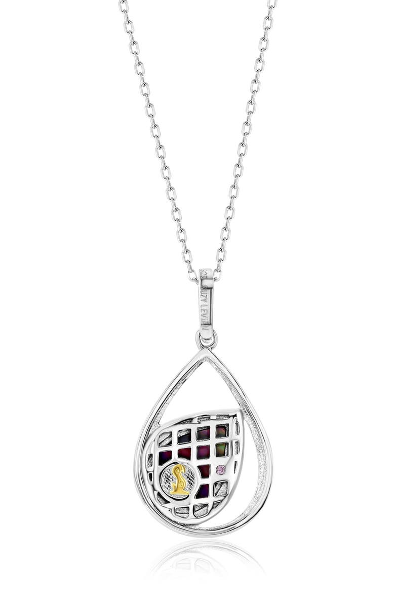 Black Mother-of-Pearl & Cubic Zirconia Teardrop Pendant Necklace, Alternate, color, BLACK