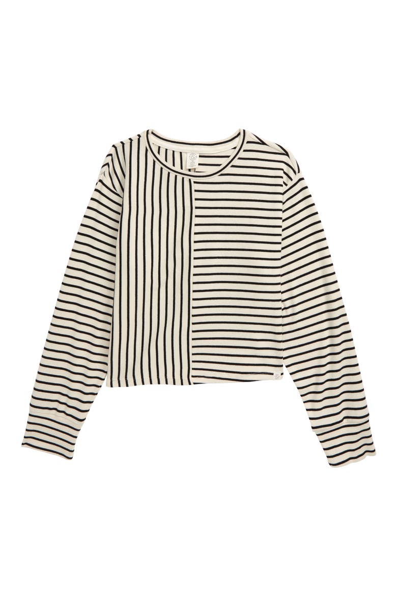 Stripe Mix Top, Main, color, IVORY ANTIQUE- BLACK STRIPE