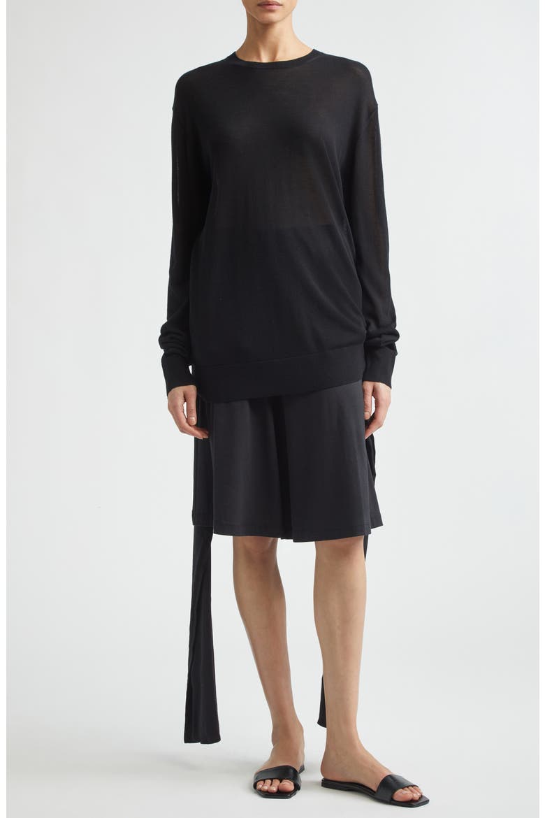 Tie Waist Jersey Shorts, Alternate, color, BLACK