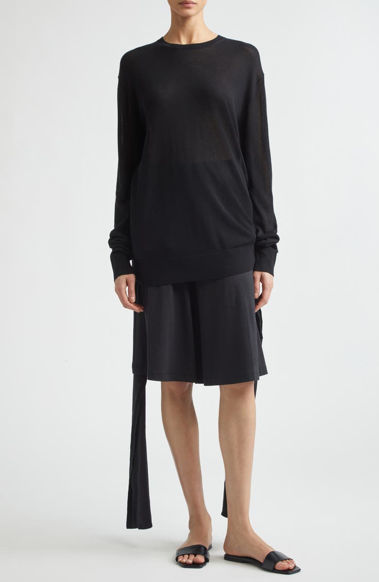 TOTEME Long Sleeve Knit T-Shirt, Alternate, color, Black