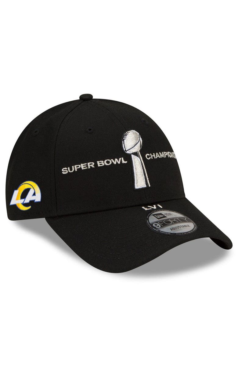 New Era Men's New Era Black Los Angeles Rams Super Bowl LVI Champions Parade 9FORTY Snapback Adjustable Hat, Main, color, 