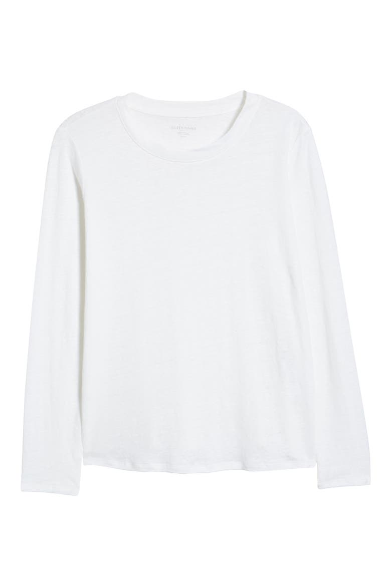 Organic Linen Long Sleeve T-Shirt, Alternate, color, WHITE