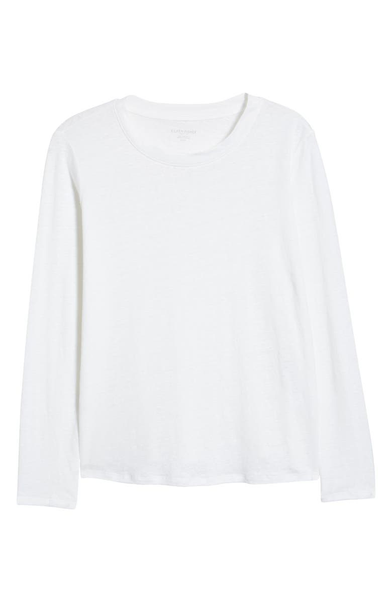 Eileen Fisher Organic Linen Long Sleeve T-Shirt, Alternate, color, White