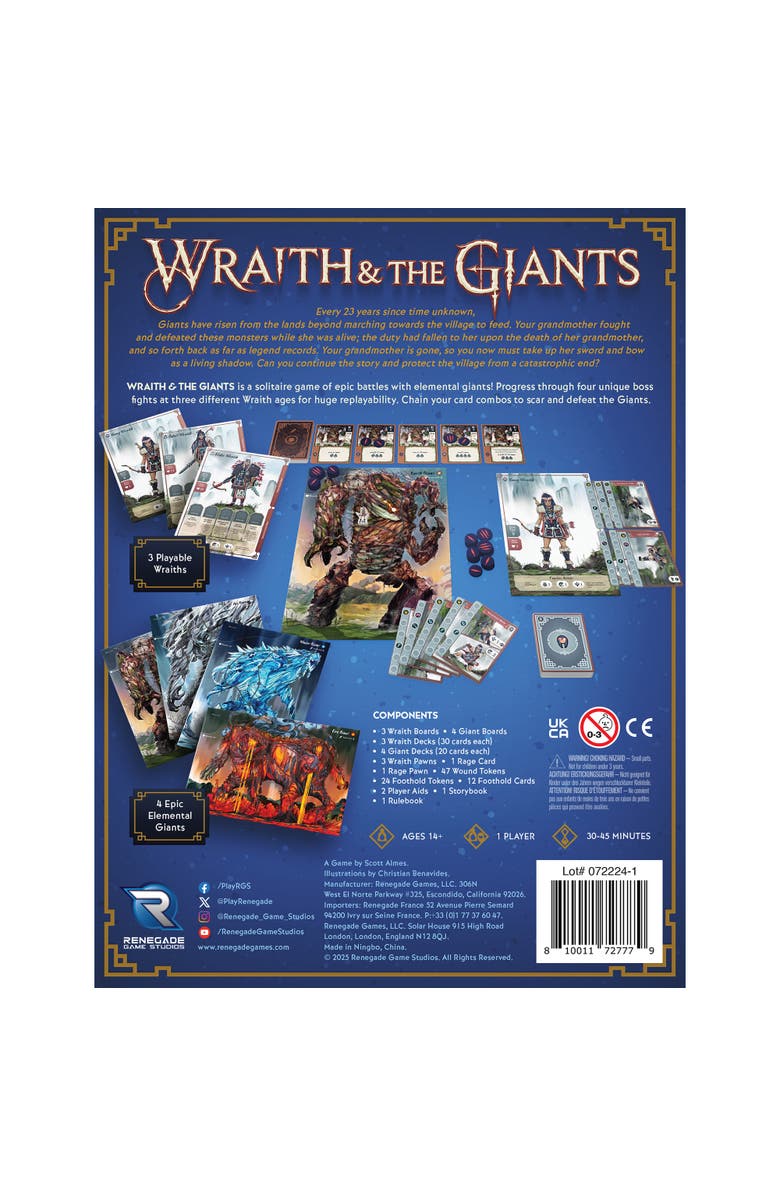 Renegade Game Studios Wraith & The Giants Solo Hero Series Game, Alternate, color, Multicolored