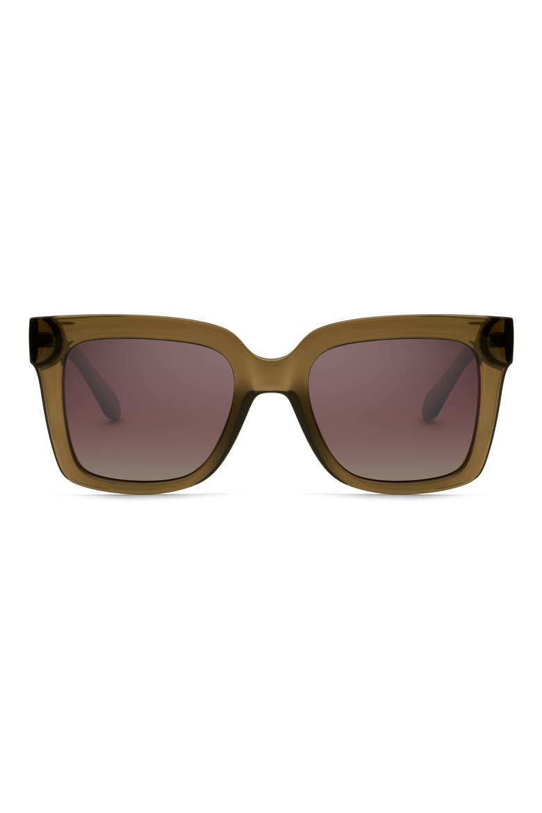 Icy 52mm Gradient Square Sunglasses, Main, color, GREEN/ BROWN