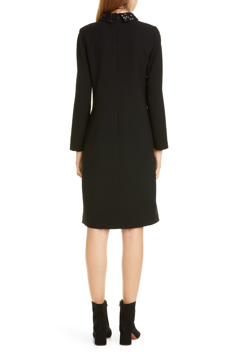 Janis Embellished Collar Long Sleeve Dress, Alternate, color, BLACK