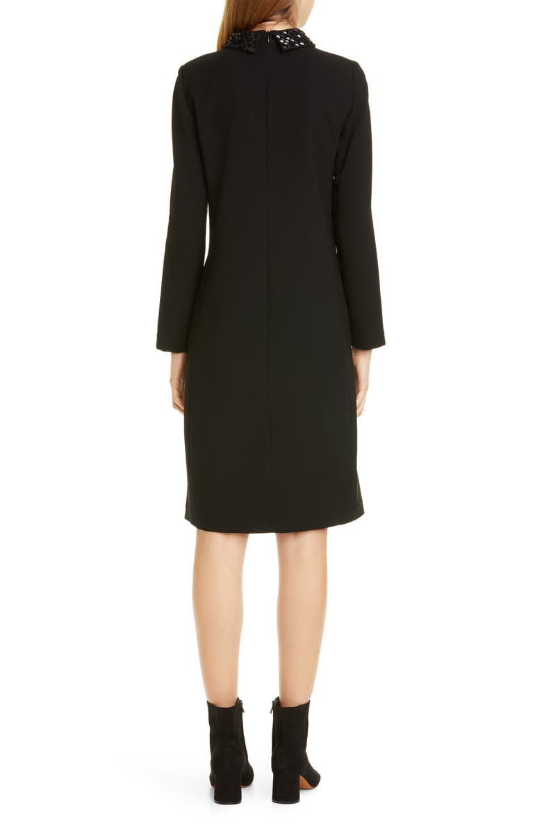 Lafayette 148 New York Janis Embellished Collar Long Sleeve Dress, Alternate, color, 