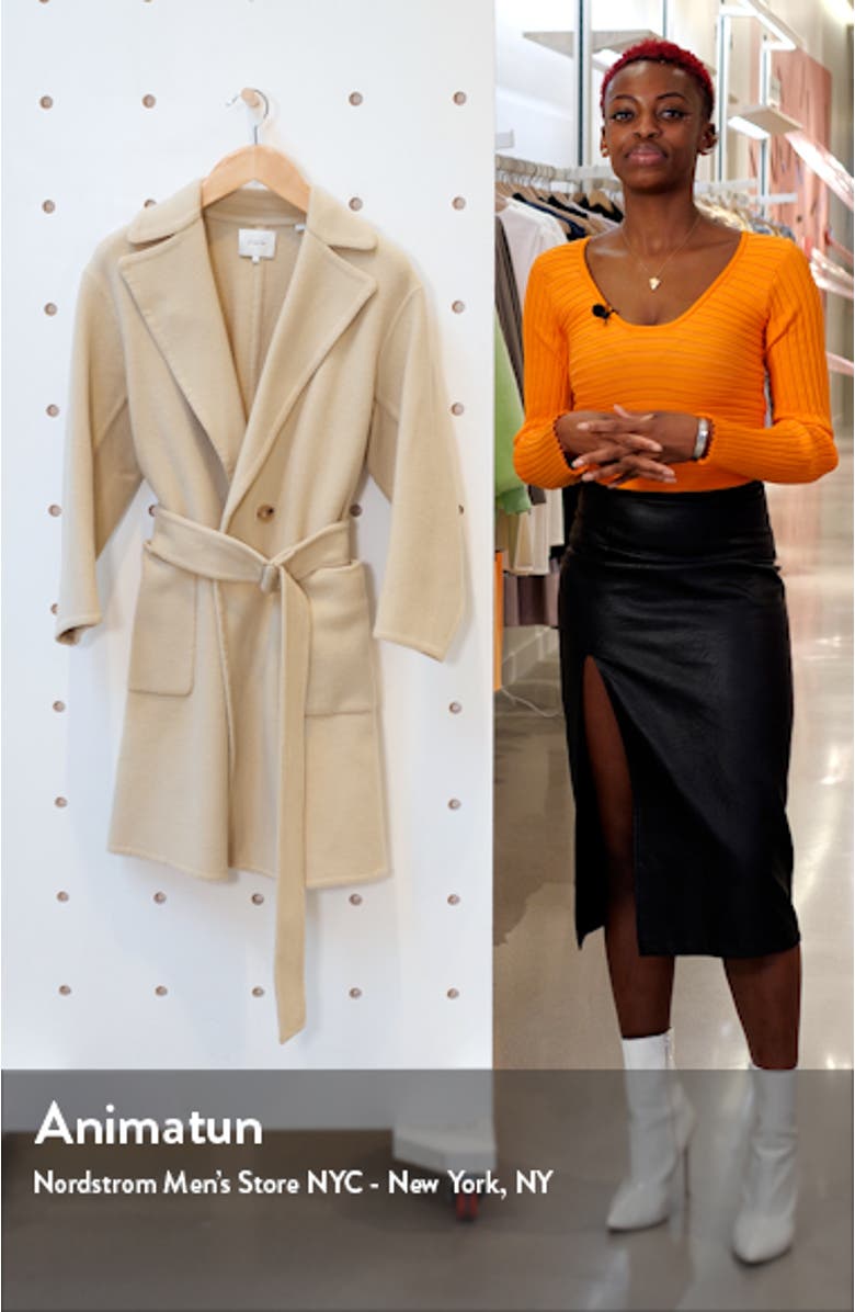 Patch Pocket Belted Wool Blend Coat, sales video thumbnail