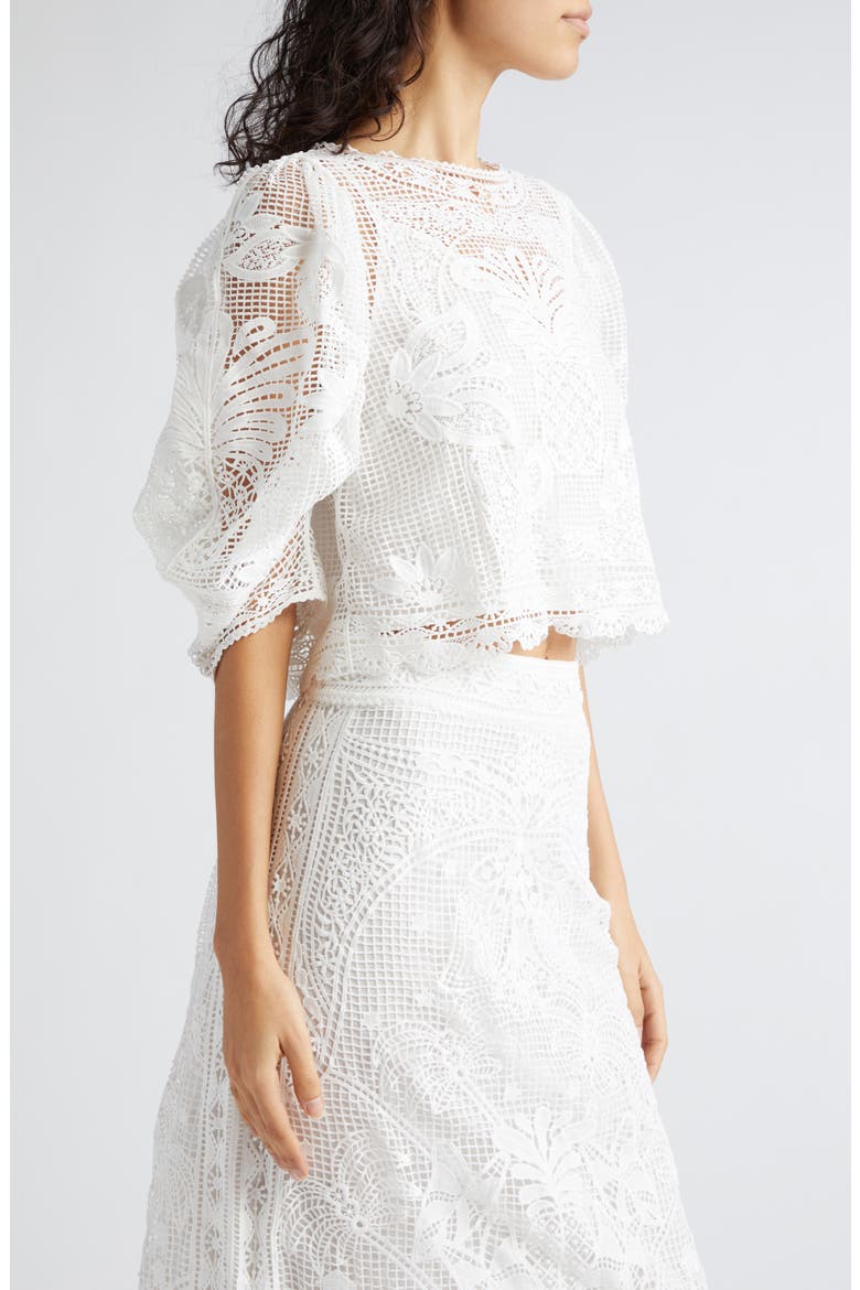 Guipure Lace Crop Top, Alternate, color, WHITE